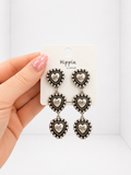 3 Heart Stamped Earrings