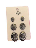 3-Pack Concho Stud Set Earrings