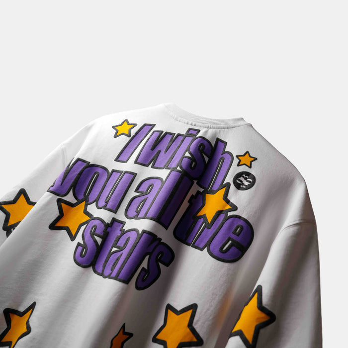 White premium oversized t-shirt with star puff print