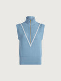 Airy Blue|Varley Allena Half Zip Vest in Airy Blue, front-zip sleeveless knit with a relaxed fit.