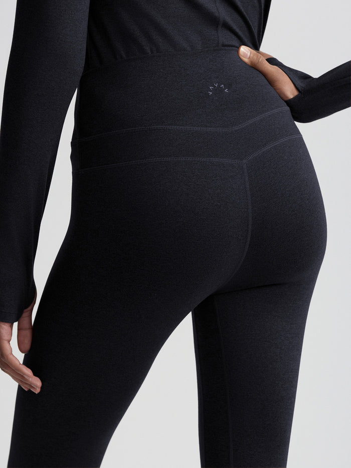 Black Marl|Always Warm Base Layer Legging in Black Marl, full-length base layer with soft stretch thermal knit.