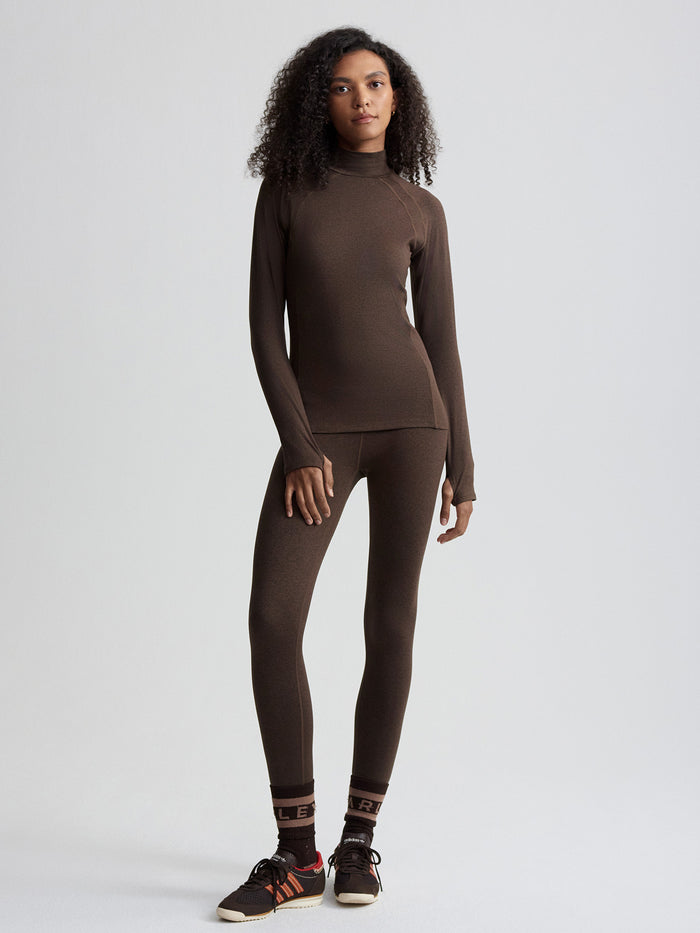 Chocolate Marl|Always Warm Base Layer Top in Deep Chocolate Marl, front-facing product shot of a warm knit base layer.