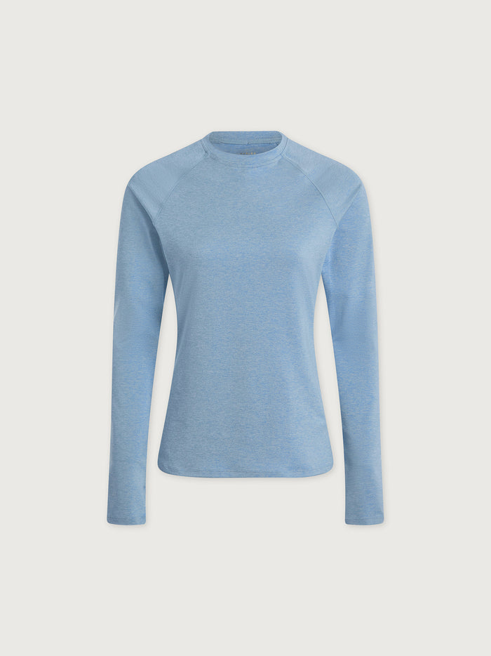 Glacier Marl|Always Warm Crew Neck Baselayer in Glacier Marl, front view of a base layer top in smooth knit fabric.
