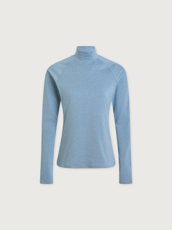 Glacier Marl|Always Warm Mock Neck Base Layer in Glacier Marl, a marled base-layer top with a mock neck for layering.