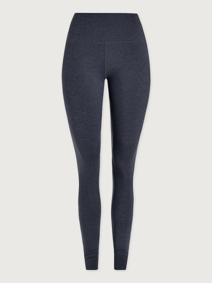 Black Marl|Always Warm Stirrup Legging in Black Marl from Varley, full-length knit legging with stirrup strap detail.