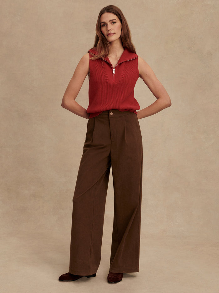 Lava Falls|Amina Half Zip Knit in Lava Falls, long-sleeve knit top with a half-zip neckline.