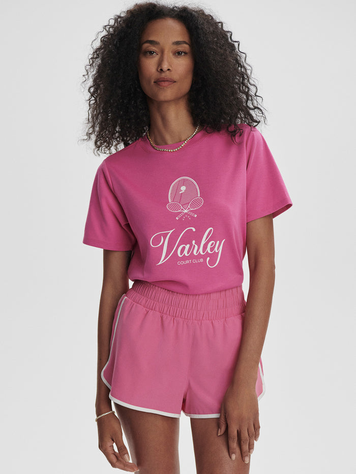 Ibis Rose|Arlington Running Short in Ibis Rose, front-facing product image of lightweight athletic shorts with a relaxed fit and clean waistband.