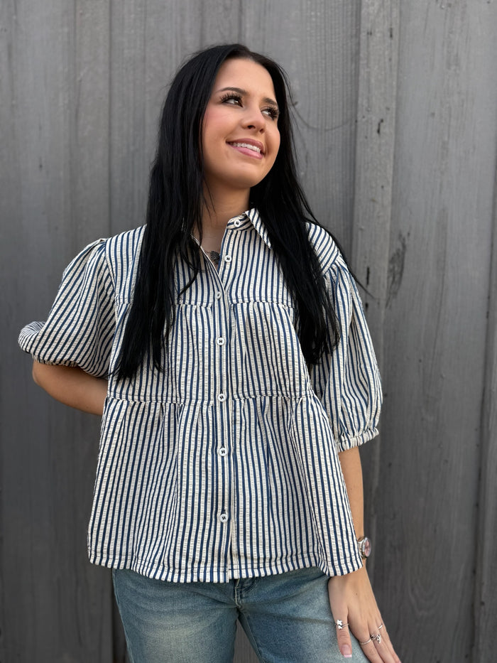 Ashley Blue Stripe Top