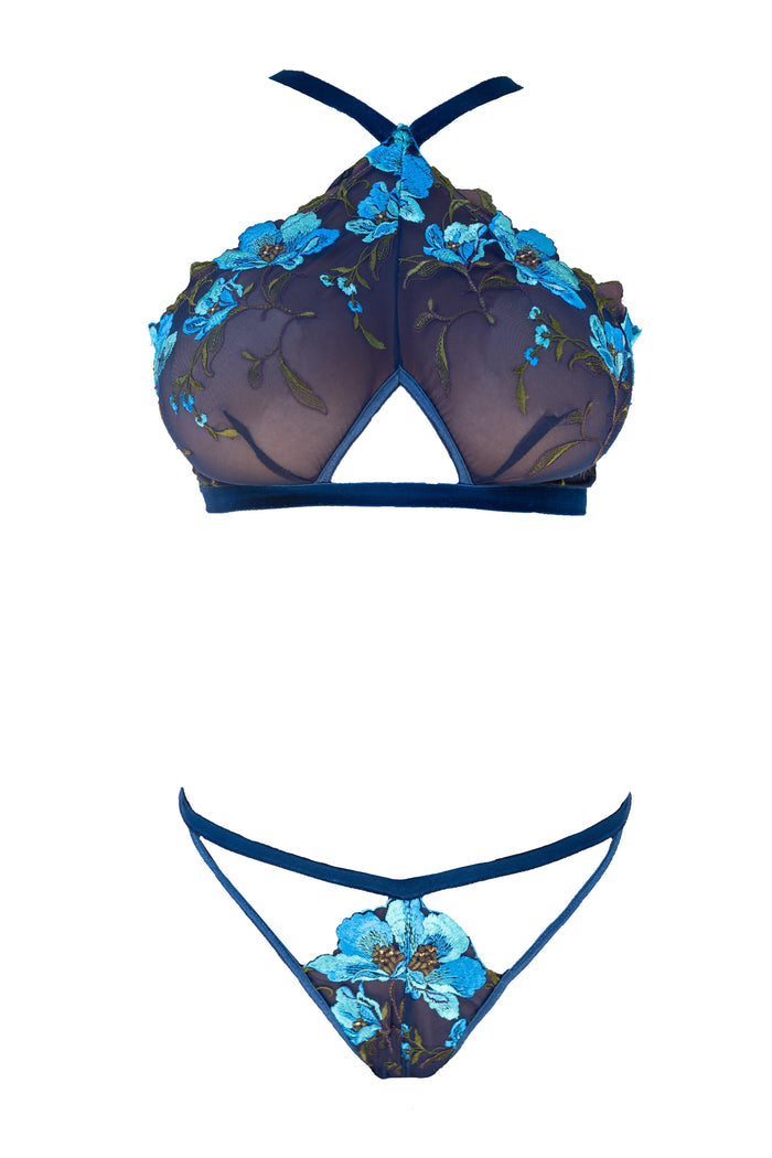 Atlantis Sun Anemone Embroidered Tulle Tanga - Carol Coelho Intimates