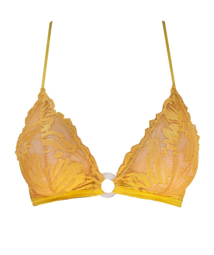 Atlantis Sun Coral Lace and Mother of Pearl Ring Bralette - Carol Coelho Intimates