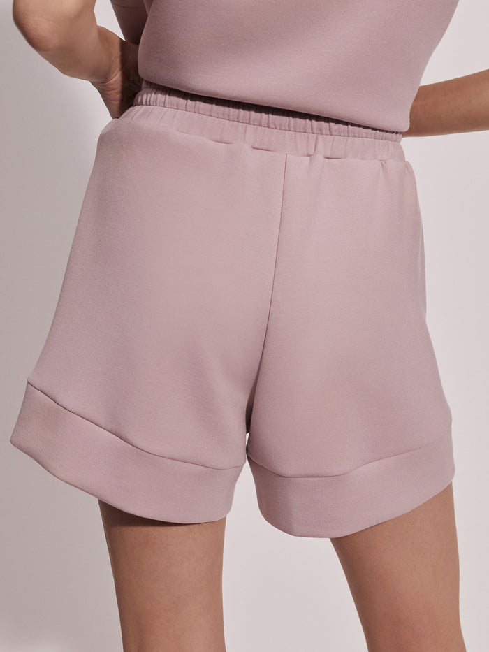 Ive Mauve|Atrium High Rise Short in Ice Mauve, front view with high-rise waistband and short silhouette.