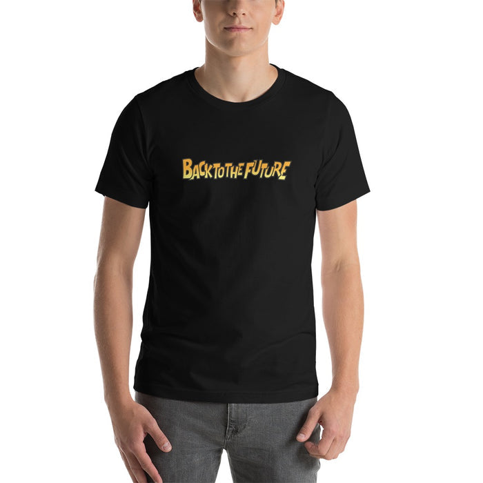 Brown Back to the Future anime t-shirt front view