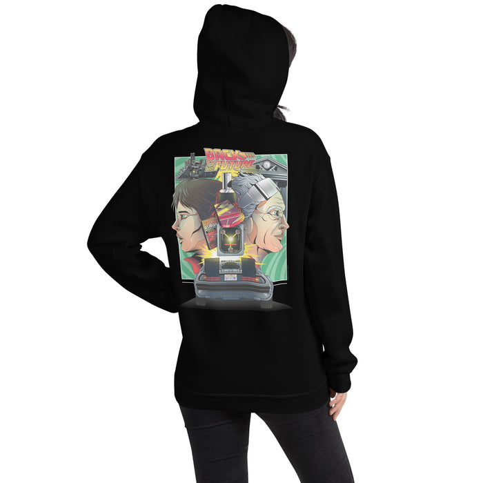 Close-up of the hoodie drawstring and neckline construction