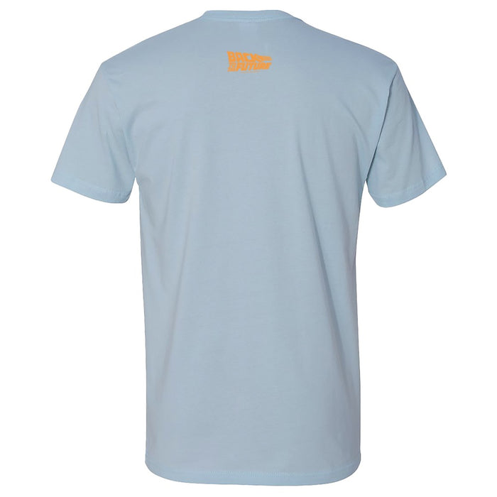 Back view of the light blue Marty McFly t-shirt