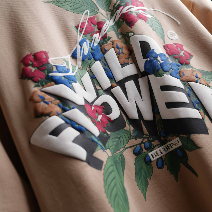 Beige Wild Flower Cotton T-Shirt