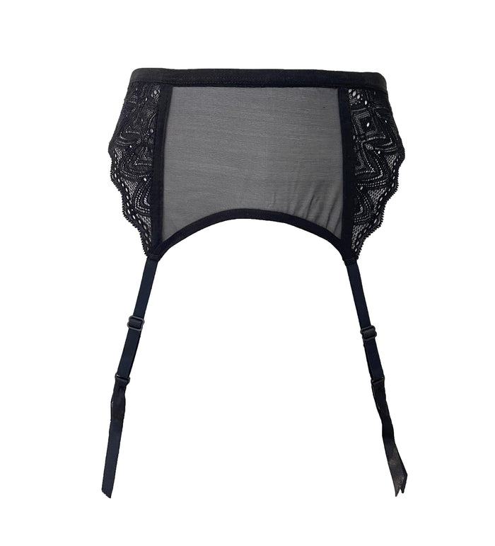 Berlin Geometric Lace and Tulle Garter Belt - Carol Coelho Intimates