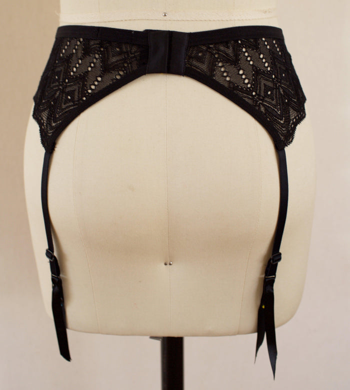 Berlin Geometric Lace and Tulle Garter Belt - Carol Coelho Intimates
