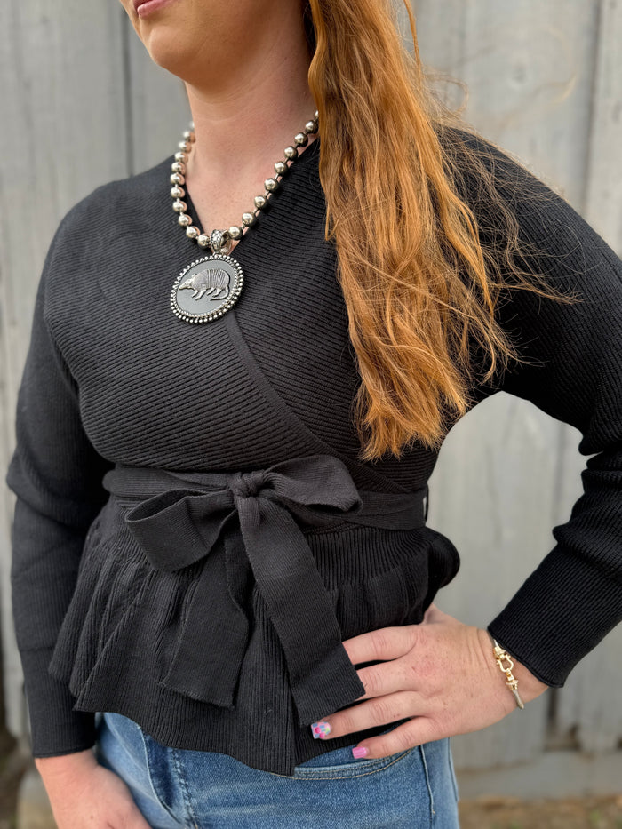 Black Cross Tie Top