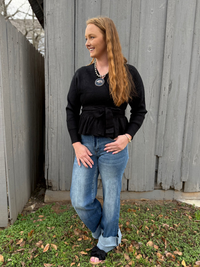 Black Cross Tie Top
