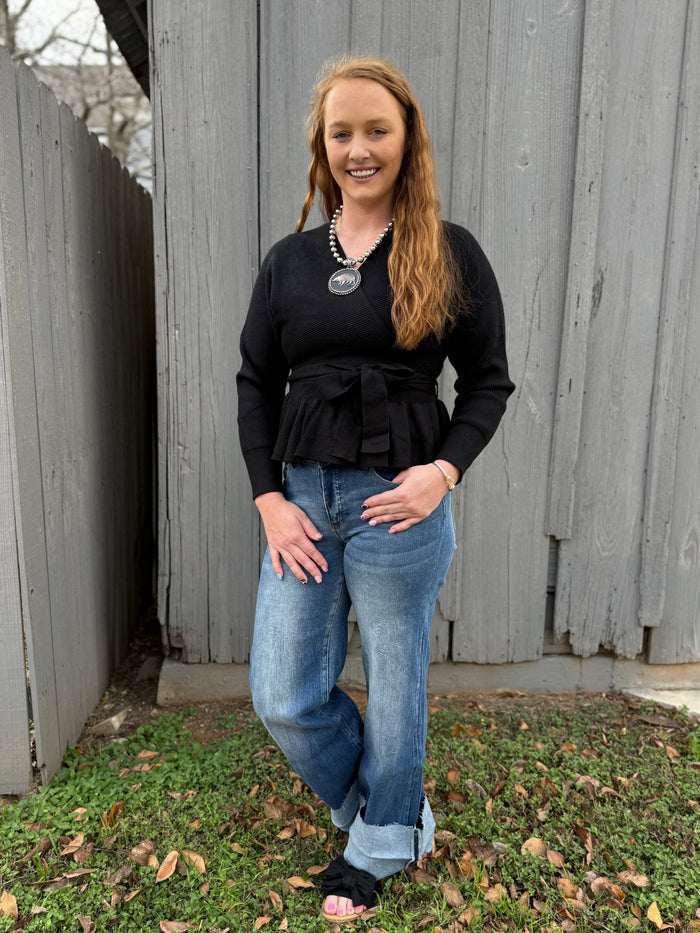 Black Cross Tie Top