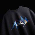 Premium oversized black t-shirt with dynamic bird-in-motion graphic