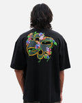 Black oversized t-shirt with garland graphic