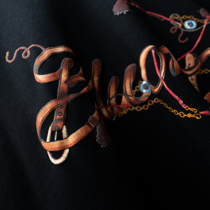 Black Harnessed Puff Print T-Shirt