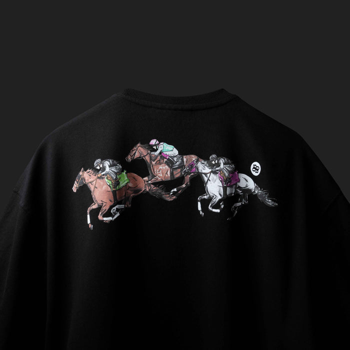 Black Jockey Print T-shirt - Streetwear Fashion