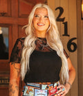 Black Lace Short Sleeve Top