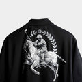 Black premium oversized polo t-shirt with puff print
