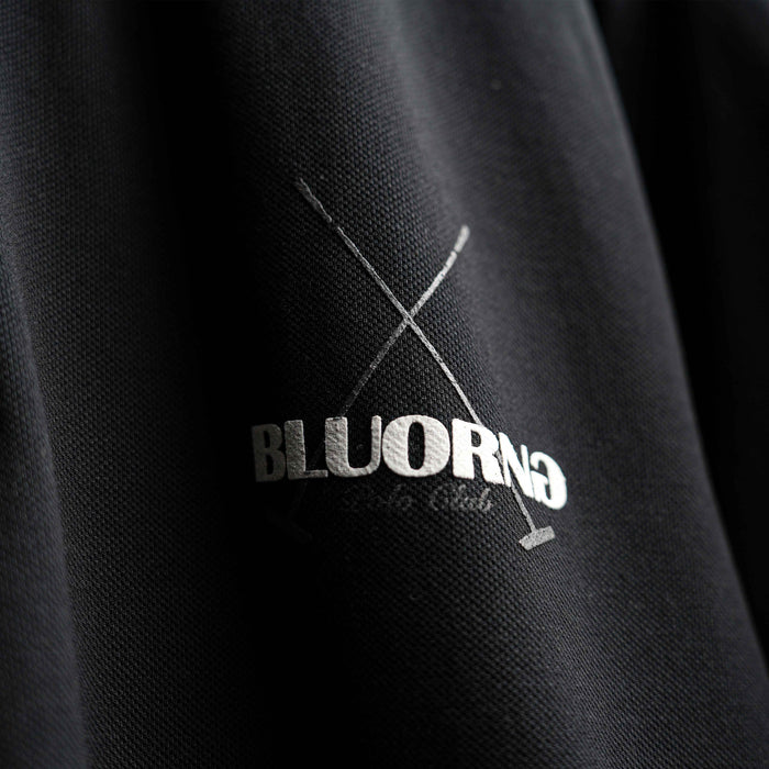 Luxury black oversized polo t-shirt with puff details