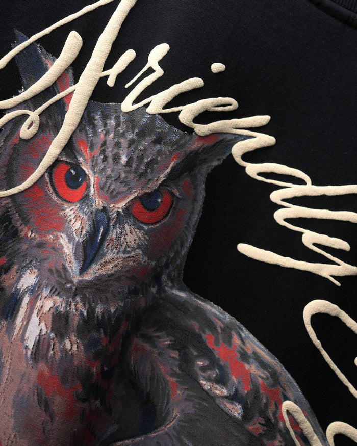 Black Phantom Owl Printed T-Shirt