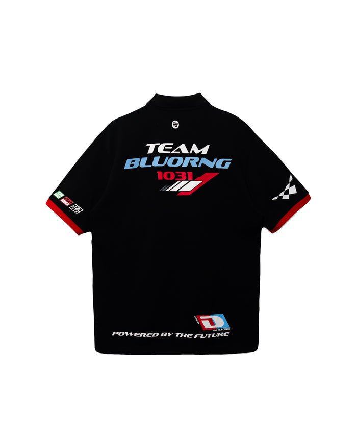 Black Retro Rev Collar Neck Polo T-Shirt
