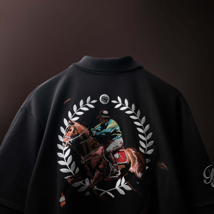 Black Saddle League Polo T-Shirt