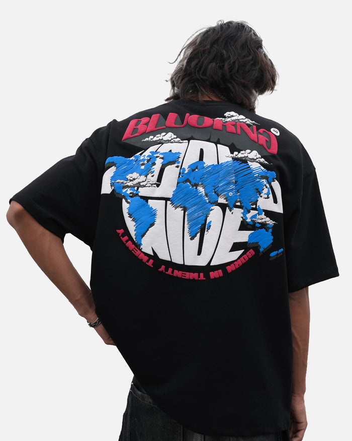 Premium oversized black t-shirt scribble print