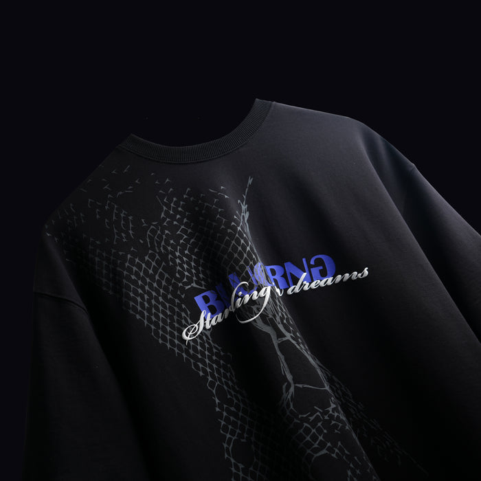 Premium oversized black Starling graphic tee streetwear
