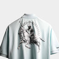 Sky-blue premium oversized polo t-shirt with puff print