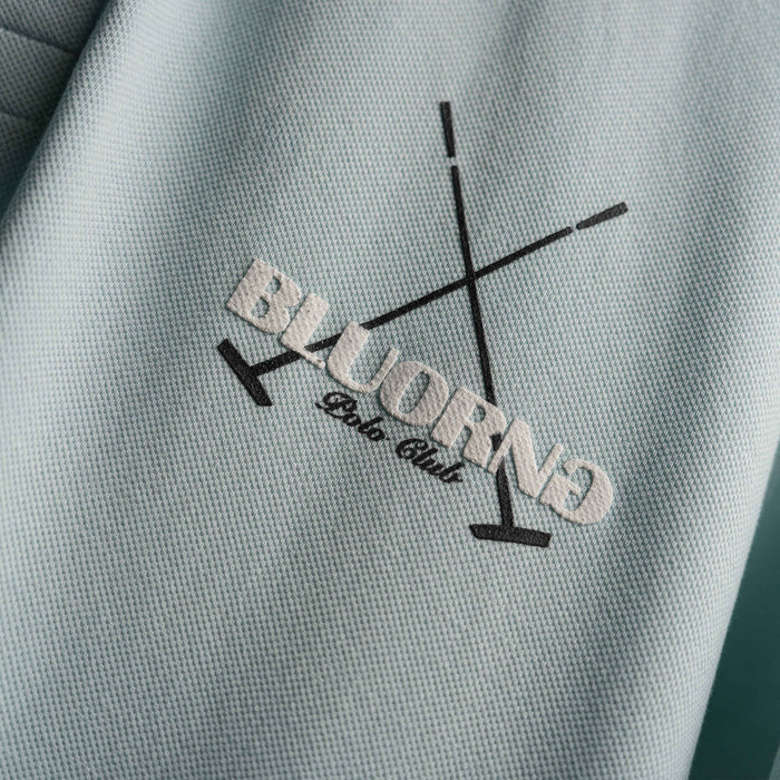 Premium sky-blue oversized polo cotton with puff design