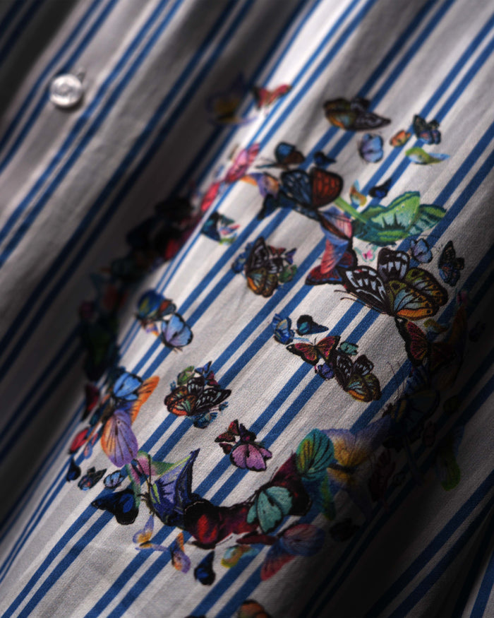 Blue Striped Digital Printed Shirt