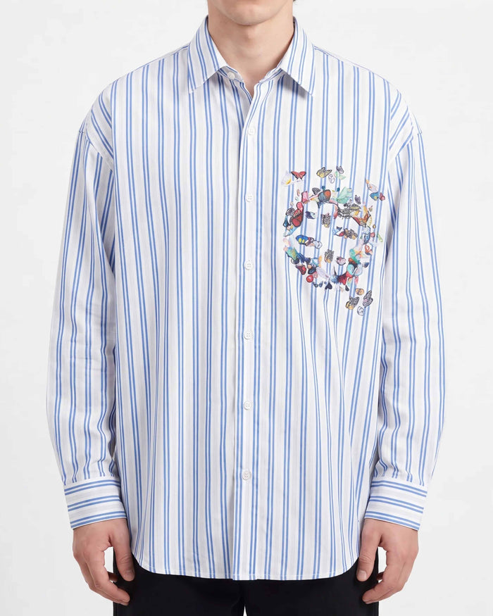 Giza Cotton Blue Striped Shirt