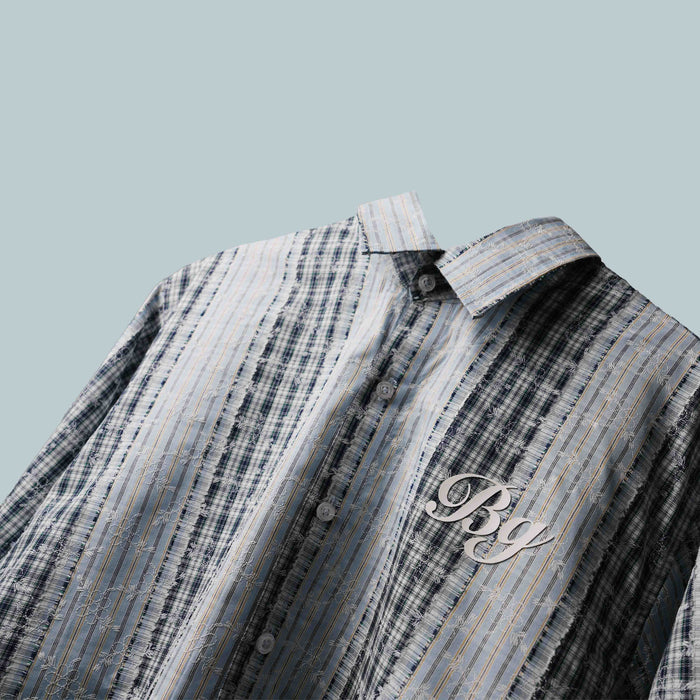 Blu Plaid And Petals Shirt