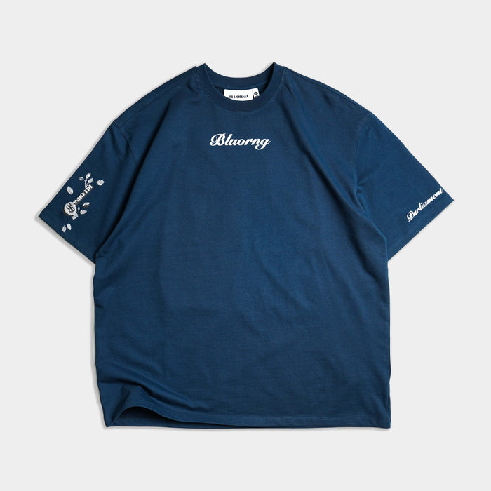 Blue premium oversized t-shirt Parliament puff print