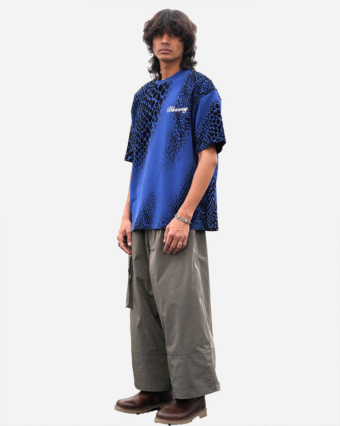 Premium Blue Flock Illusion Streetwear T-Shirt