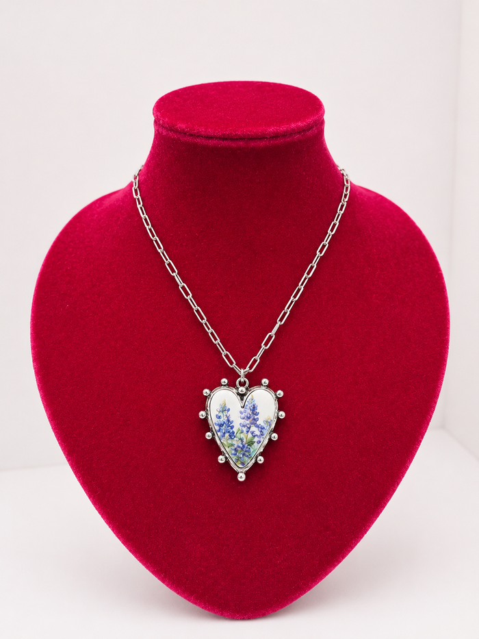 Bluebonnet Heart Necklace