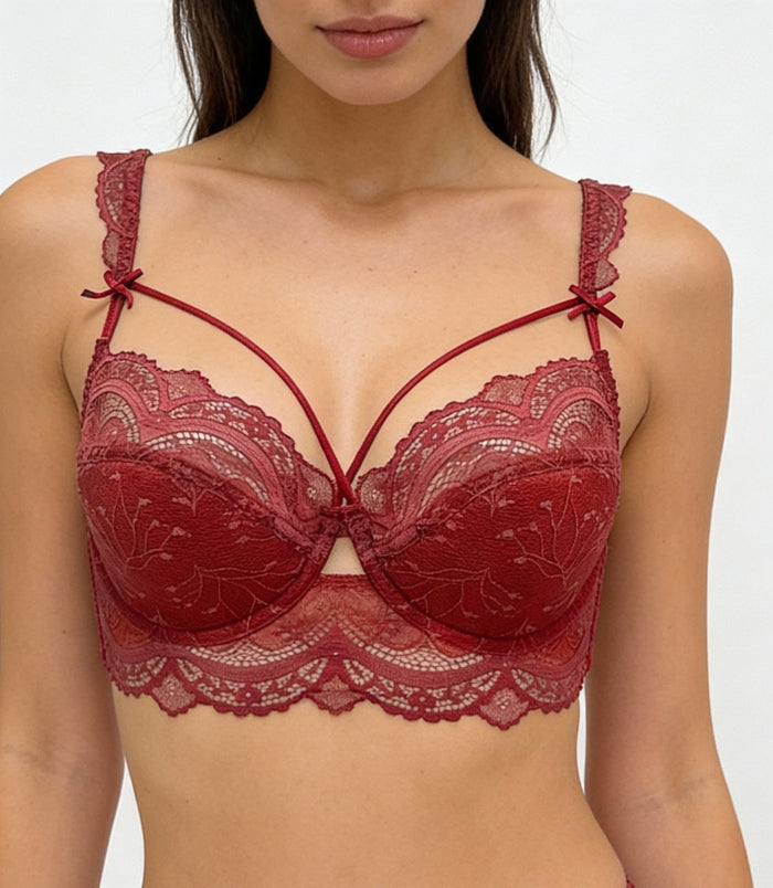Blush Red Lace Enticing Underwire Bra