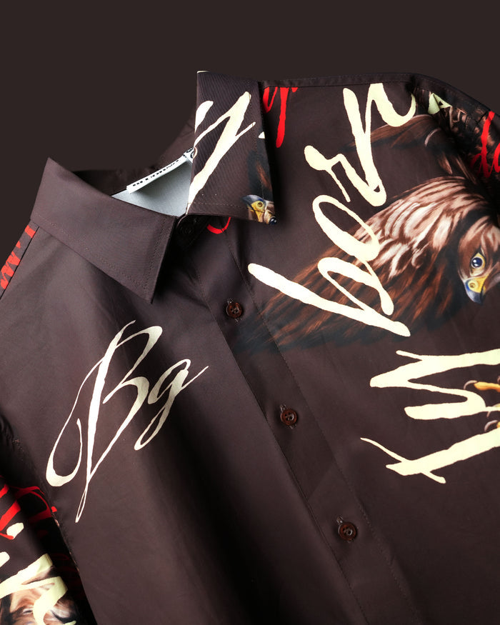 Alpha Descent brown graphic shirt