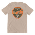 Beige T-Shirt featuring "FIRST LITE" in the center and "GO FARTHER STAY LONGER" with a deer below