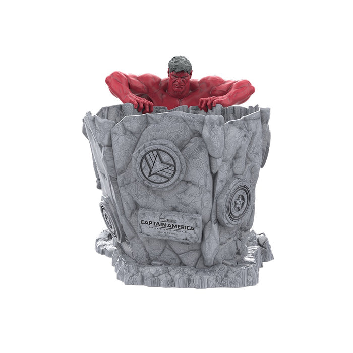 Side profile of the Red Hulk popcorn bucket showing its sculpted details and durable plastic build