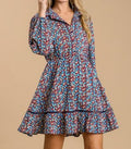 Collared Navy Floral Dress