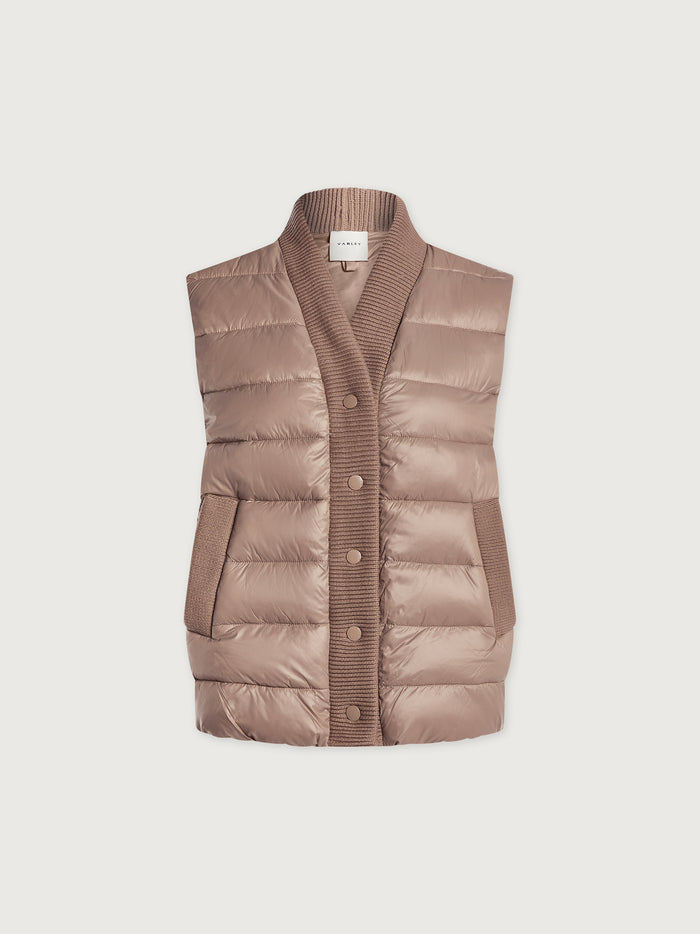 Chanterelle|Colwyn Combo Boxy Gilet Chanterelle, front-zip sleeveless vest in warm chanterelle with a boxy fit.